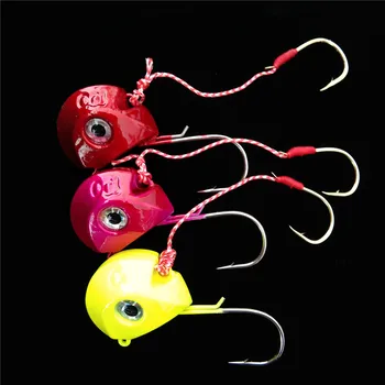 

Swolfy 3pcs 100g red pink yellow color Fishing Lead Jig Head Lure double Fish Hooks Sea Boat Fish Hook for Fishing