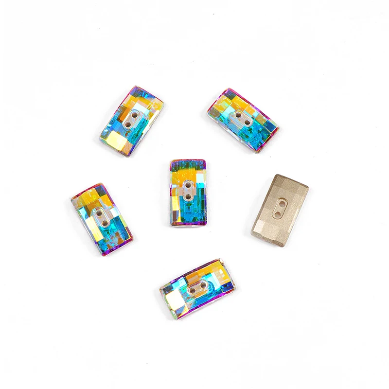 Yanruo 3093 11x21 мм AB прямоугольный Хрустальный DIY Швейные изголовье кровати Стразы стеклянные пуговицы для украшения из ткани
