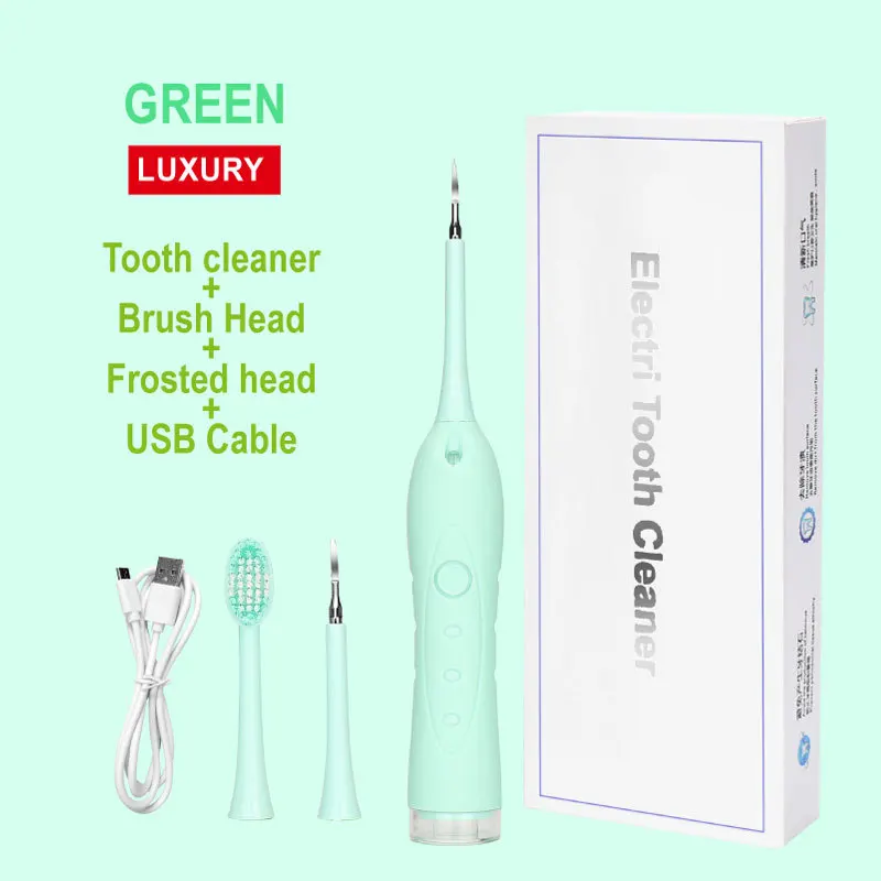 Электрический прибор для удаления зубного камня портативный звуковой стоматологический скалер usb зарядка удаление пятен зубов зубной камень отбеливание зубов Уход за полостью рта - Цвет: Green Luxury