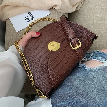 

Stone Pattern PU Leather Crossbody Bags For Women 2019 Shoulder Messenger Bag Lady Travel Semicircle Handbags and Purses #55