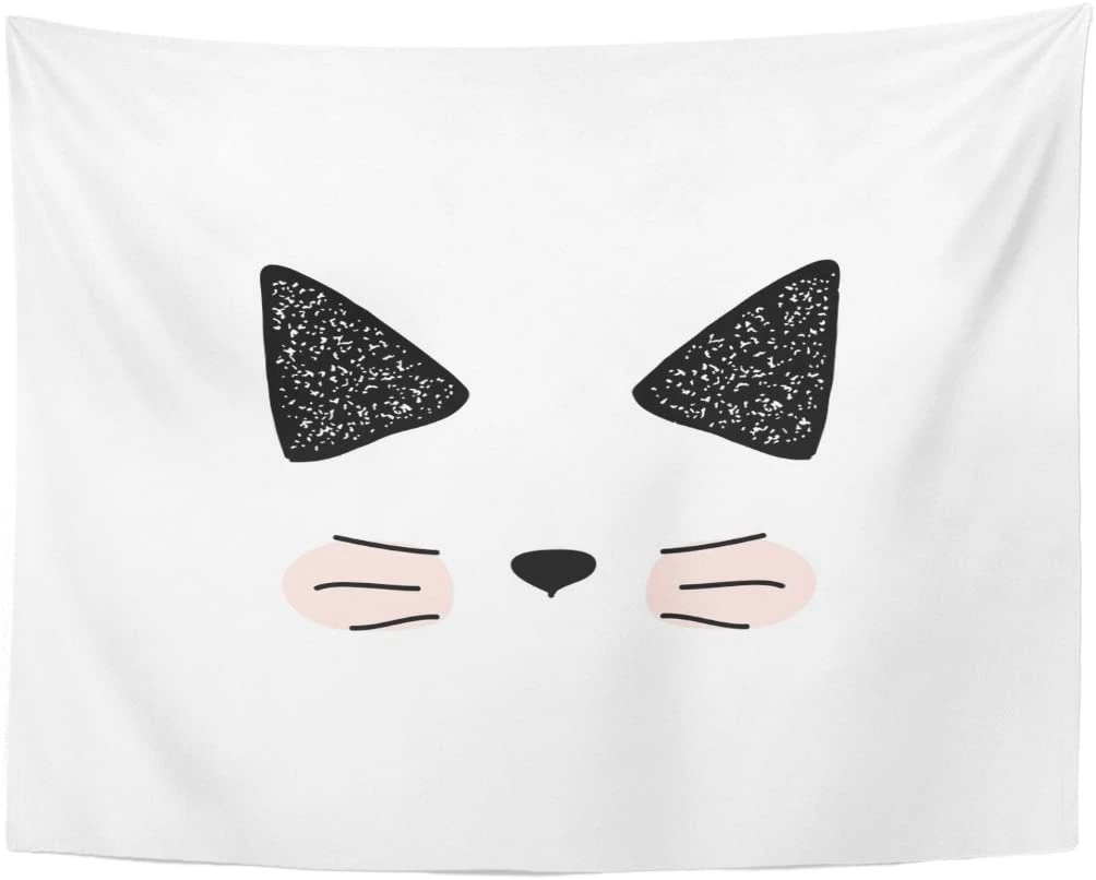 Tapestry Black Cartoon Cats Of Cute Doodle Sketch Character To Kids Animals Funny Stylish Muzzle Pets Anger Anime Tapestries Tapestry Aliexpress