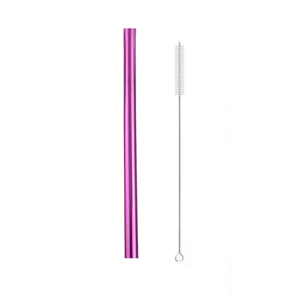 1PCS 12mm Pink 2 шт Bubble tea солома 304 соломка из нержавеющей стали многоразовые, для питья набор соломинок изогнутые металлические соломинки мешок с щеткой для сока чая - Цвет: 1PCS 12mm Pink