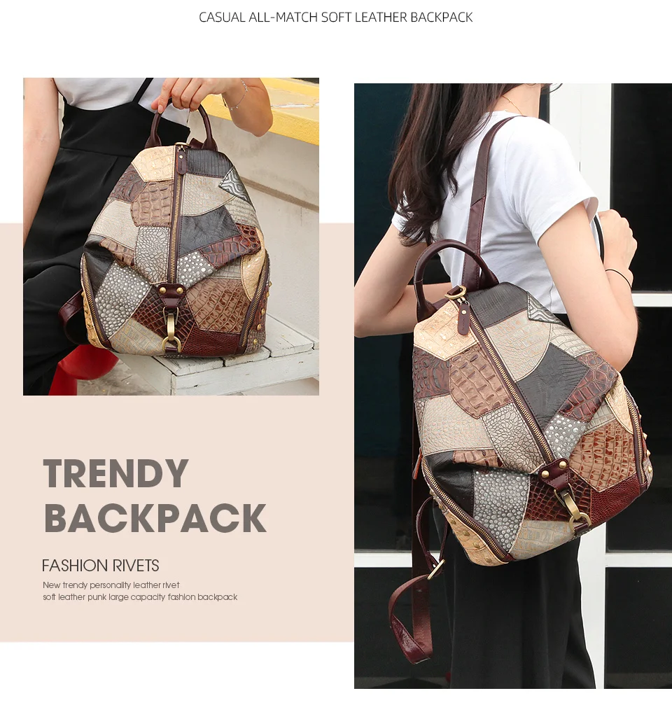 classy backpack 2021 New Vintage Women Backpack Cow Genuine Leather Large Capacity Soft School Bags For Ladies School/Travel Bags For Teenagers Stylish Backpacks discount