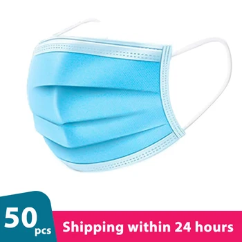 

50Pcs Disposable Face Masks Non-woven Filter Face Mask Mouth Safety Mask Breathable Masks