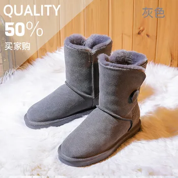 

GRWG High Quality Genuine Leather Australia Classic snow boots Women Boots Warm winter shoes for women US 35-42