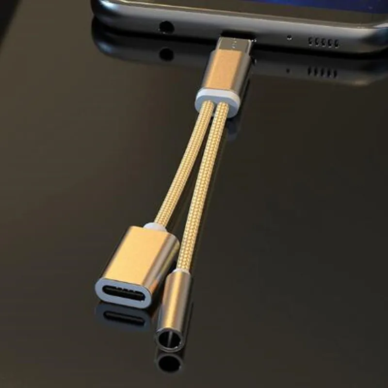 as the picture shown Тип C адаптер 2 в 1 для зарядки разветвитель AUX для huawei P30 Pro samsung A70 A50 Oneplus 7 7t pro 3,5 мм адаптер необходимый тип c Ecouteur - Цвет: as the picture shown