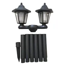 Светодиодный светильник с двойной солнечной батареей, водонепроницаемый, мерцающий огонь, настенные светильники, автоматическое Индукционное освещение, украшение сада для двора, для улицы