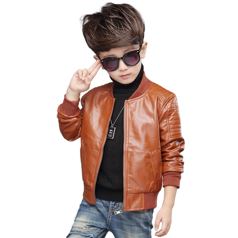 amazing  Children's leather coat girls 2019 new spring and autumn clothing Korean boys pu leather jacket