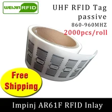 RFID метка UHF наклейка impinj monsar6 AR61F EPC6C влажная инкрустация 915m868mhz860-960MHZ 2000 шт клейкая Пассивная RFID этикетка