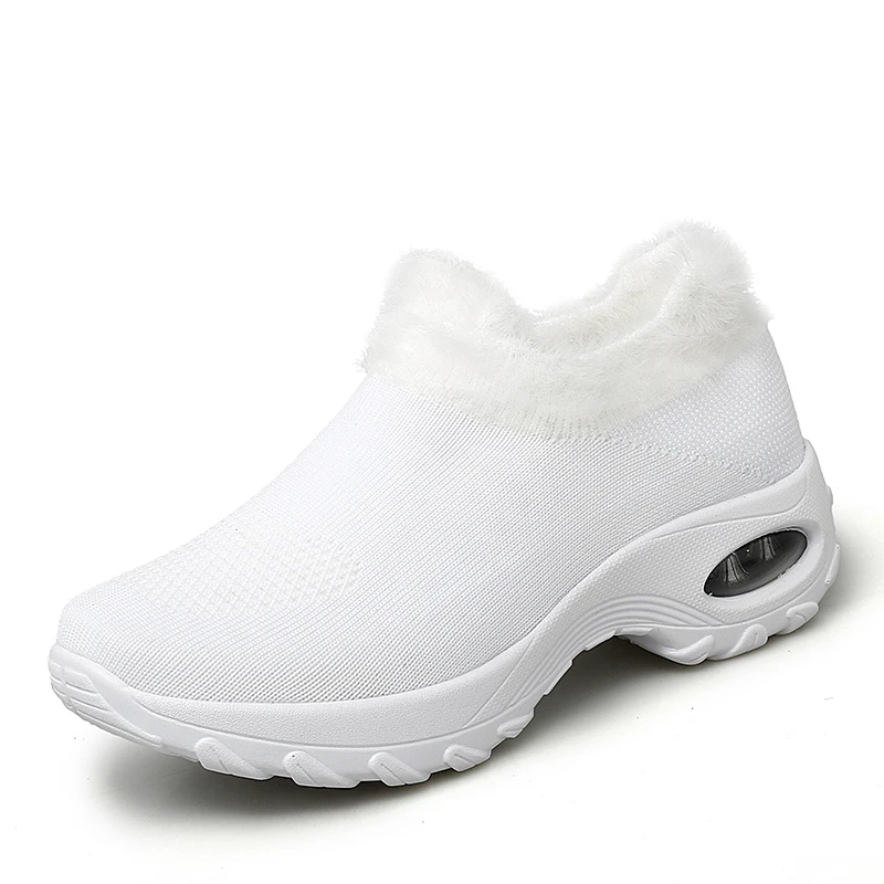 STS/женская зимняя обувь; зимняя обувь на меху, сохраняющая тепло; женская повседневная обувь; водонепроницаемый светильник; увеличивающая рост плюшевая уличная прогулочная обувь - Цвет: white