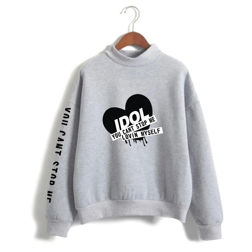 Новые Kpop Bangtan толстовки с высоким воротником для мальчиков и девочек, IDOL You Can't Stop Me Love Me, Женская любимая толстовка с капюшоном для фанатов
