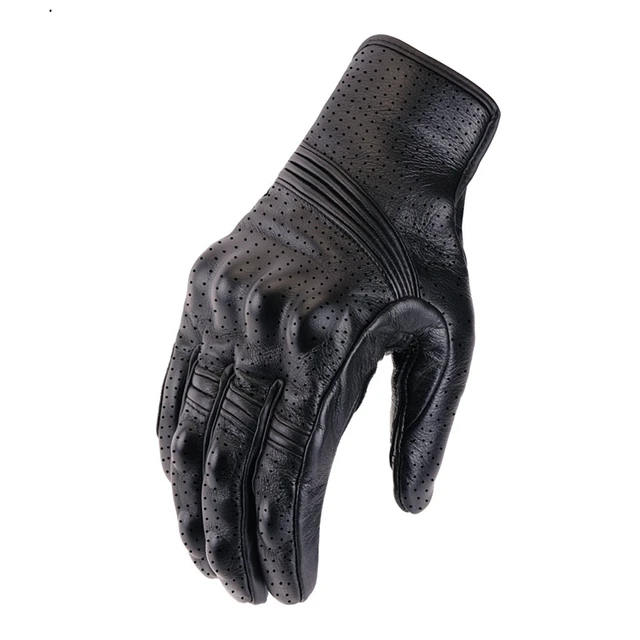 Retro Perforated Leather Motorcycle Gloves Cycling Moto Motorbike Protective Gears Motocross Glove winter man Gift women