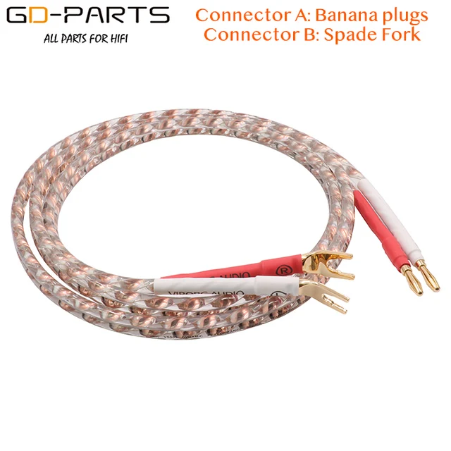 5N OFC Banana plug Speaker Cable Banana To Spade Fork Connector For Hifi Audio AMP Home theater