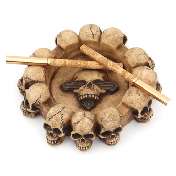 

Skull Ashtray Crafts Decoration Cigarette Ash Skeleton Head Sculpture Container Skull Statue Home Office Bar Resin Ornament
