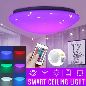 

New Modern RGB 36W LED Ceiling Lights with Remote Control Light Ceiling Lamp RGB Dimmable Bedroom Ceiling Light 114LEDs