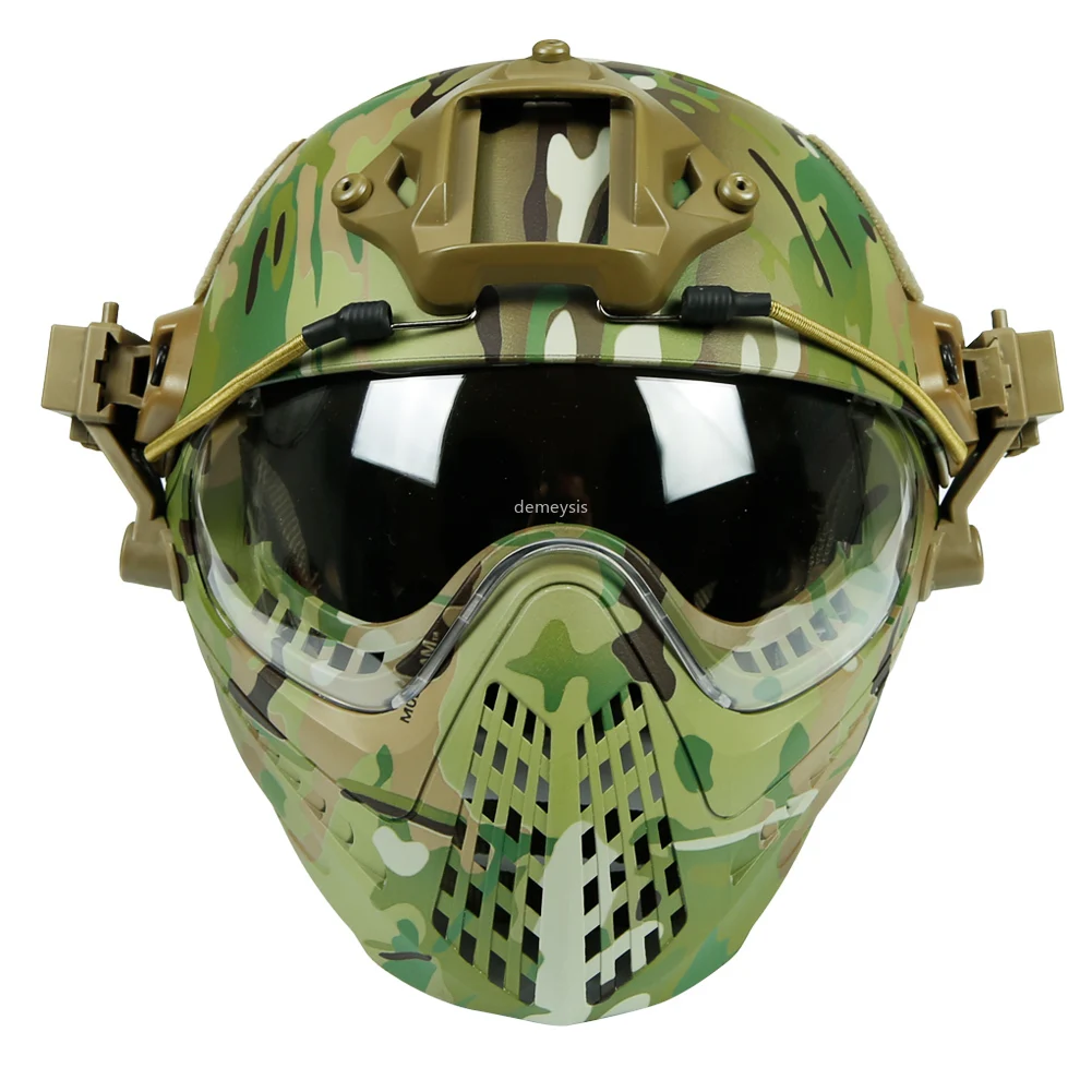 Тактический шлем со съемной лицевой маской и очками военный Полнолицевой защитное оборудование страйкбол Пейнтбол война игры cs-шлемы