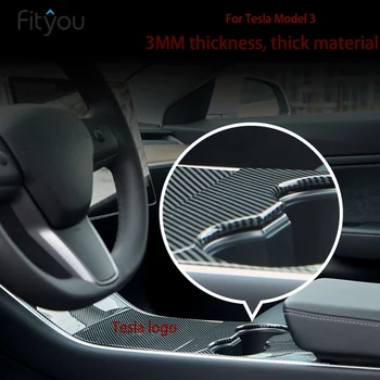 

Car Central Control Panel Carbon Fiber Protective Patch For Tesla Model 3 Three Patch Feels Inter Decoration Car Accessories