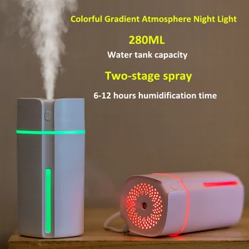 

Portable Humidifier 280ML USB Ultrasonic Humidifier Aromatherapy Essential Oil Diffuser For Car Colorful Lamp Air Purifier