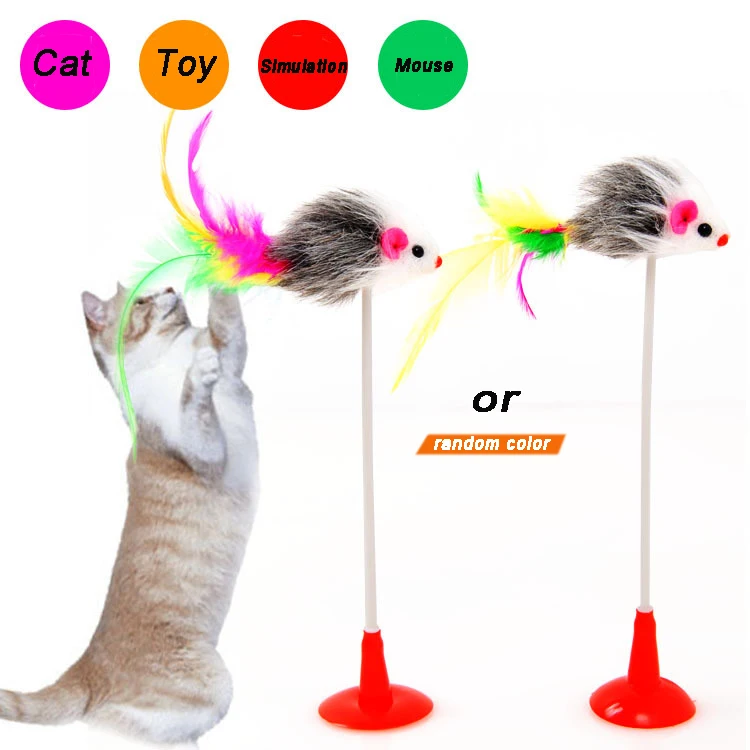 

Funny Interactive Pet Cat Toy Spring Suction Cup False Simulation Mouse Exercise Cat Claws Plastic and Plush Teaser Toys 20cm