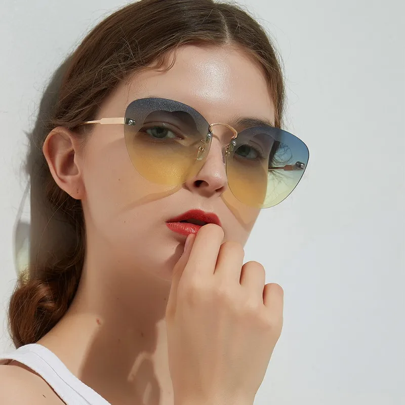Мода Glasse прозрачные прогрессивные цветные линзы Ac без полей кошачий глаз очки Женские Красочные Кристальные солнцезащитные очки