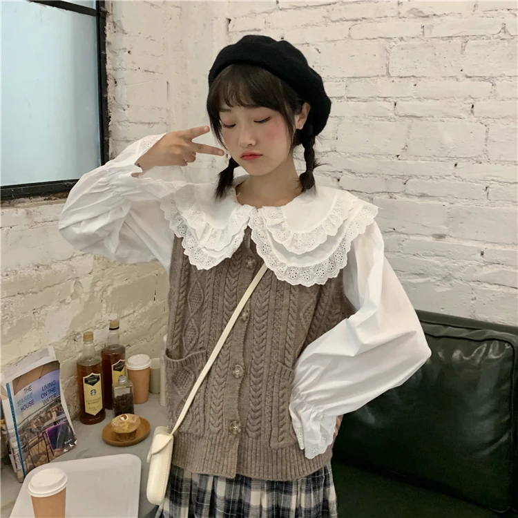 Элегантный стиль, вязаный свитер, жилет для женщин, Осенний свободный круглый вырез, однобортный женский свитер без рукавов, жилет, платье в клетку