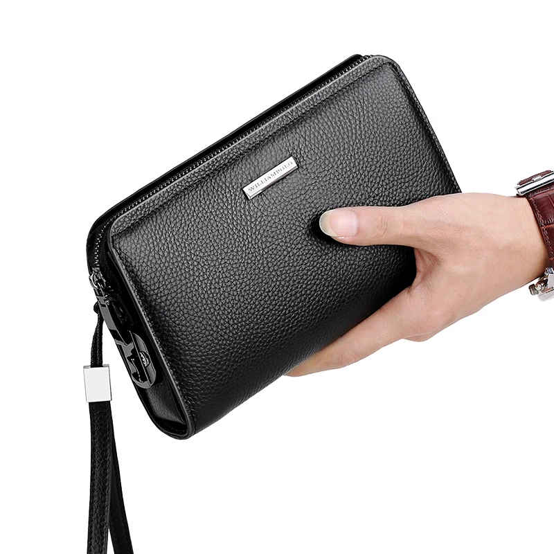 WILLIAMPOLO lock Wallet Genuine Leather Mens Clutch Wallet With Coded Lock Men Wallet Business Man Clutch Purse Mens  PL286 6