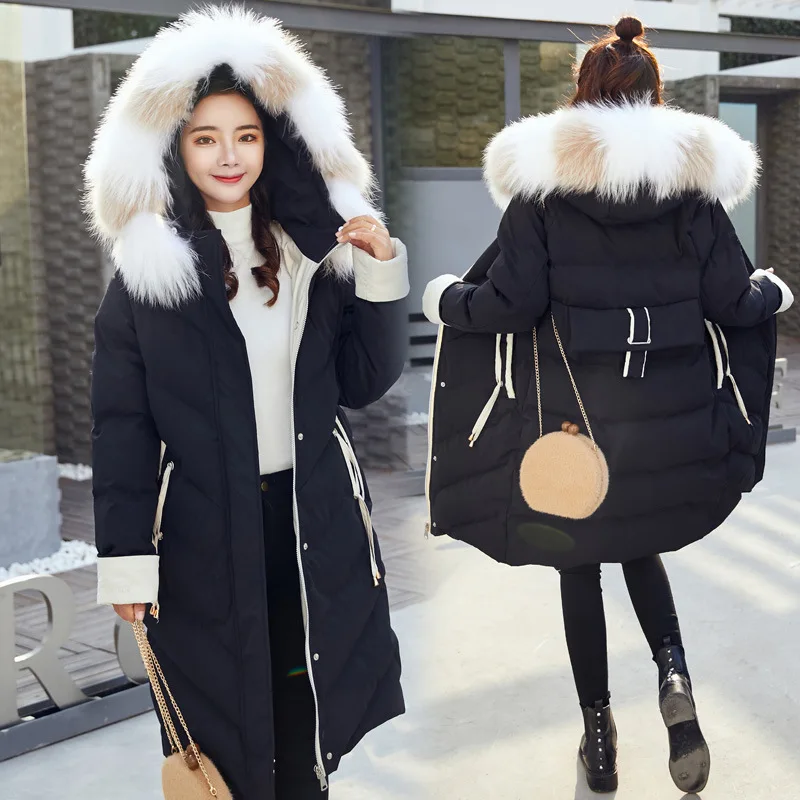 

CHIC Cotton Coat Women's 2018 New Style Thick Winter Fashion Slimming Mid-length Fur Collar Cotton-padded Jacket Cotton-padded C