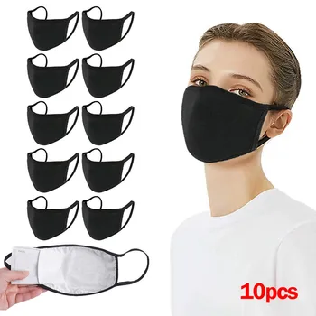

Mascarilla 10pcs Washable Reusable Mouth Mask Pm2.5 Activated Carbon Windproof Foggy Haze Pollution Filter Face Masks Washable
