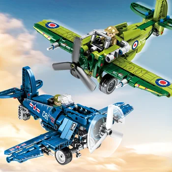 

WW2 US F4U Fighter Pearl Harbor Building Block Helicopter Airplane Model Bricks compatible blocks toys