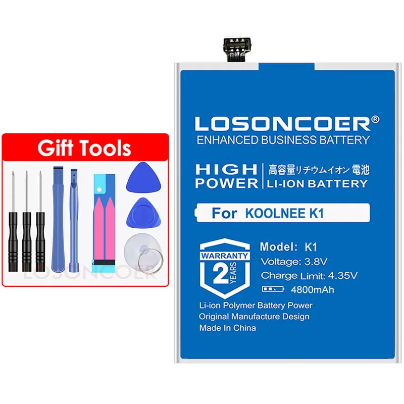 LOSONCOER 4800mAh K1 батареи мобильного телефона для KOOLNEE K1 батареи+ Бесплатные инструменты