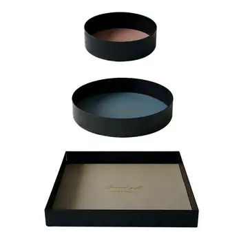

1 Pc PU Leather Storage Tray Jewelry Display Plate Ring Cosmetic Organizer Home Decor