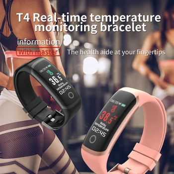 

T4 Sport Smart Watch Temperature Measurement Bracelet Health Monitor Heart Rate Fitness Monitoring Men Women IP67 Waterproof