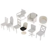 1:20 Dollhouse Miniature 9 Style White Plastic Furniture Chair Sofa Stool Model Doll House Decor Toy 2
