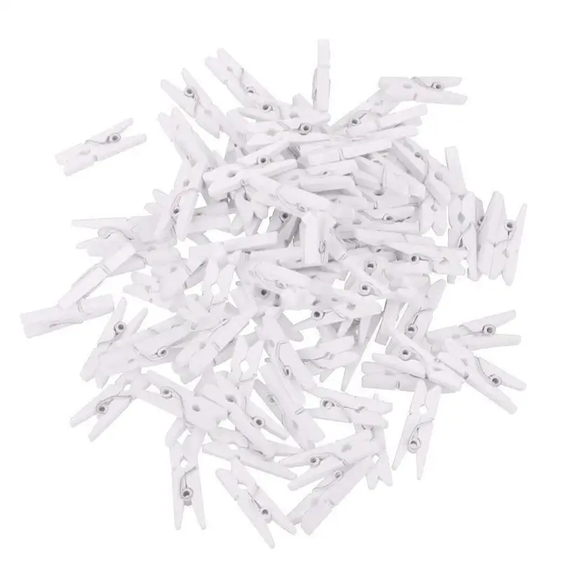 Clavijas de madera blanca de 2,5 cm, Mini Clip de madera Natural, pinzas de papel fotográfico para ropa, pinza de ropa artesanal, decoración para el hogar, escuela y oficina, 50 Uds.