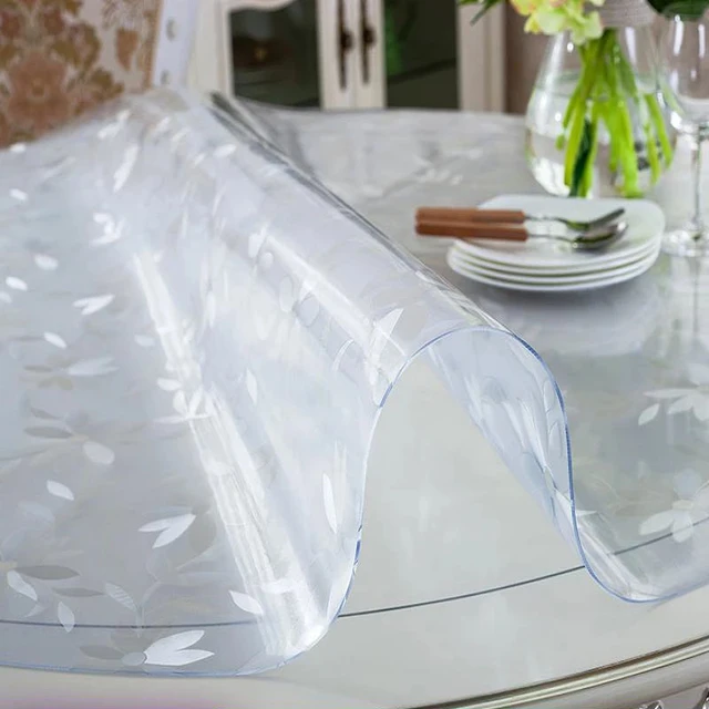 rouleau pvc transparent Housse De Protection Ronde En PVC For Bureau,  Transparente, Imperméable, En Tissu Plastique De 2mm, Tapis De Table À  Manger