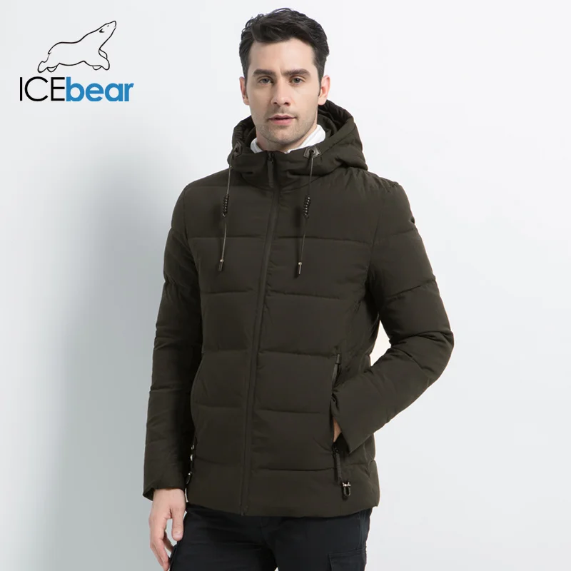 ICEbear, новинка, мужская зимняя куртка, высокое качество, Мужское пальто с капюшоном, Мужское пальто, утолщенная Теплая мужская одежда MWD18925I