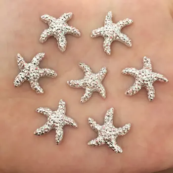 

Silver 40PCS 17mm Resin starfish flatback Rhinestone applique DIY Wedding Ornaments scrapbook craft