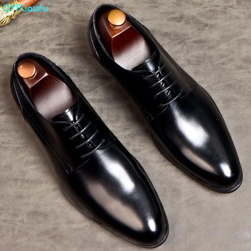 Formal de Couro Genuíno para Homens Elegante com Cadarço «sapato Sapato Ponta Fina Calçado Oxford Confortável Eua 11.5