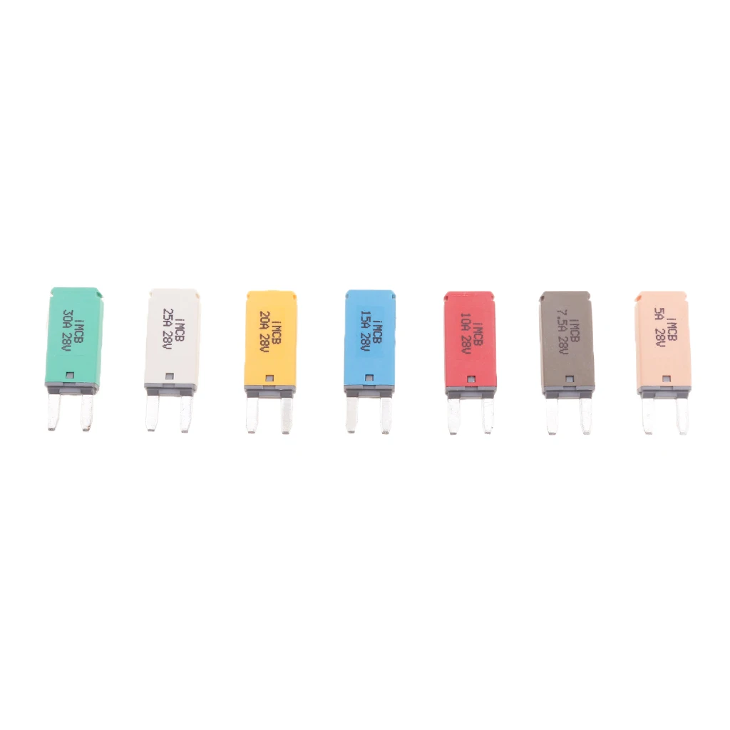 7pcs Car Boat 28V 5A-30Amp ATM Mini Blade Fuse Manual Reset Circuit Breaker