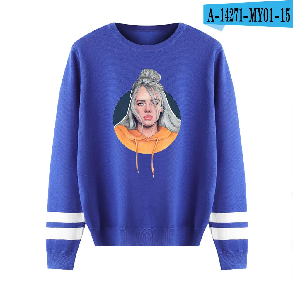 As picture Billie Eilish свитера с принтом и круглым вырезом, парные свитера, Модный классический свитер для мужчин и женщин, Повседневные свитера, осенне-зимние пуловеры - Color: As picture