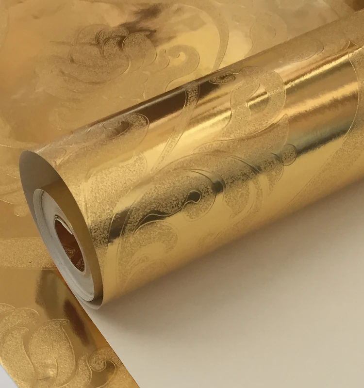Euroepean Floral Gold Foil Wallpapers Home Decor Vinyl Waterproof Wall