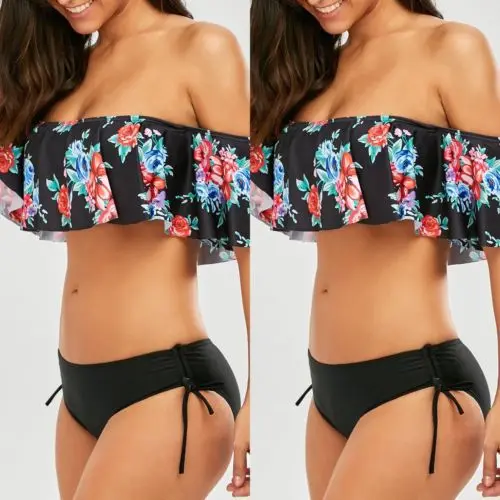 2018 Новый женский комплект бикини с открытыми плечами Купальник бандаж бандо