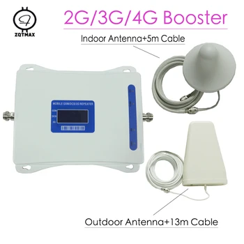 

ZQTMAX 2g 3g 4g mobile signal repeater gsm dcs wcdma Tri Band Signal Booster UMTS LTE cellular signal amplifier network+antenna