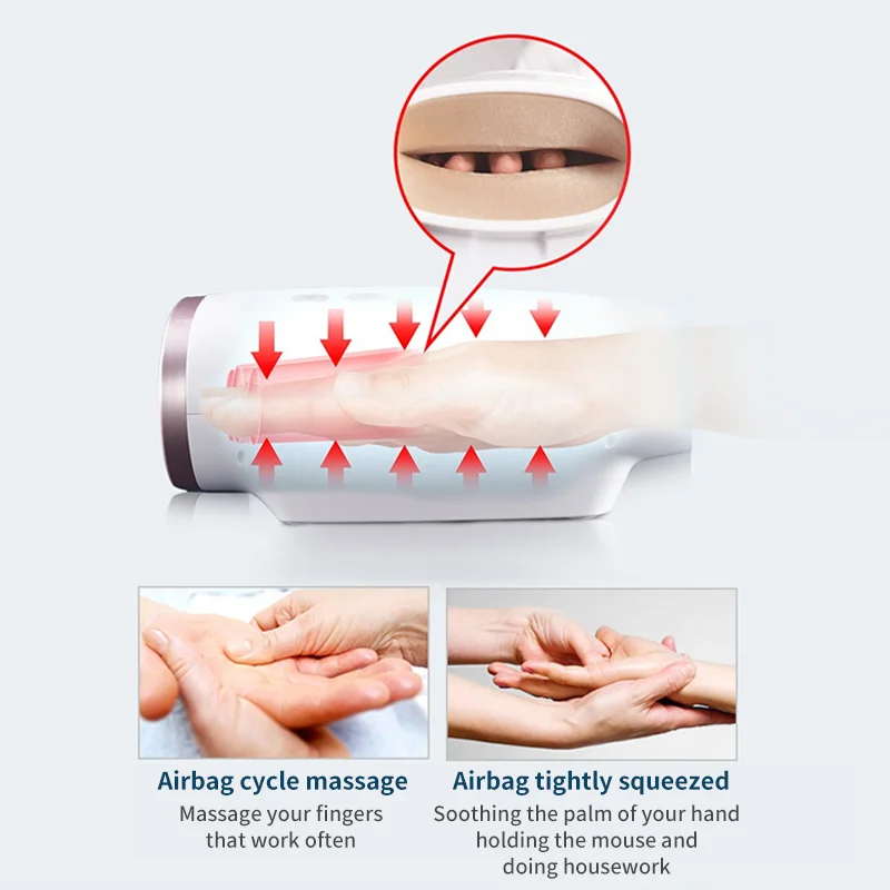 Jinkairui Heated Hand Massager Physiotherapy Equipment Pressotherapy Palm Massage Device Air Compression Finger Spa Pressure