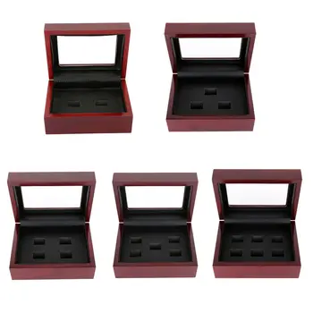 

1-7 Holes Wooden Display Case Box for World Series Stanley Cup Championship Rings Pop Gift