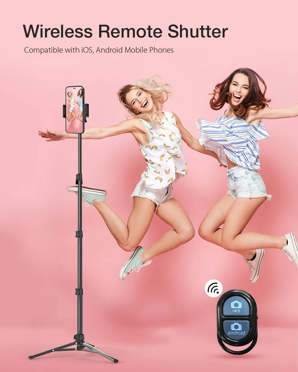 BlitzWolf BW-STB2 Flash LED Phone Tripod Holder Selfie Stick with Wireless Remote Control description image 7
