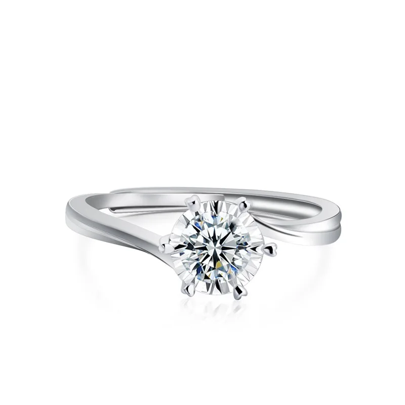 Inbeaut Муассанит кольцо классический 0,3 Ct 925 серебро г алмазов Цвет соответствует критериям бриллиантовой огранки сверкающими Свадьба муассанитов кольца - Цвет камня: Синий