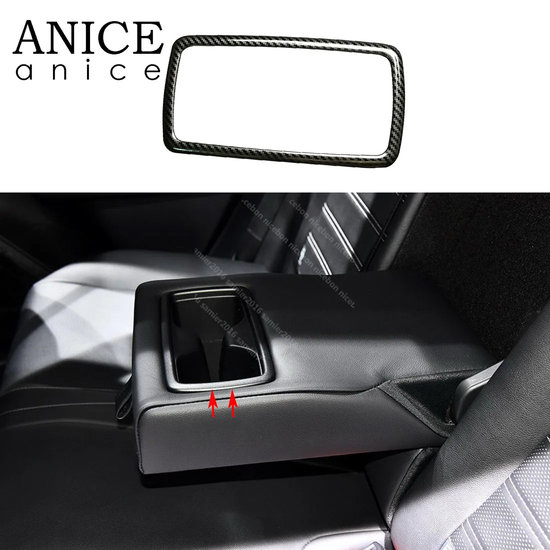 

Carbon fiber color stainless steel Back Water Cup Holder Frame Panel Cover Fit For Toyota RAV4 2019