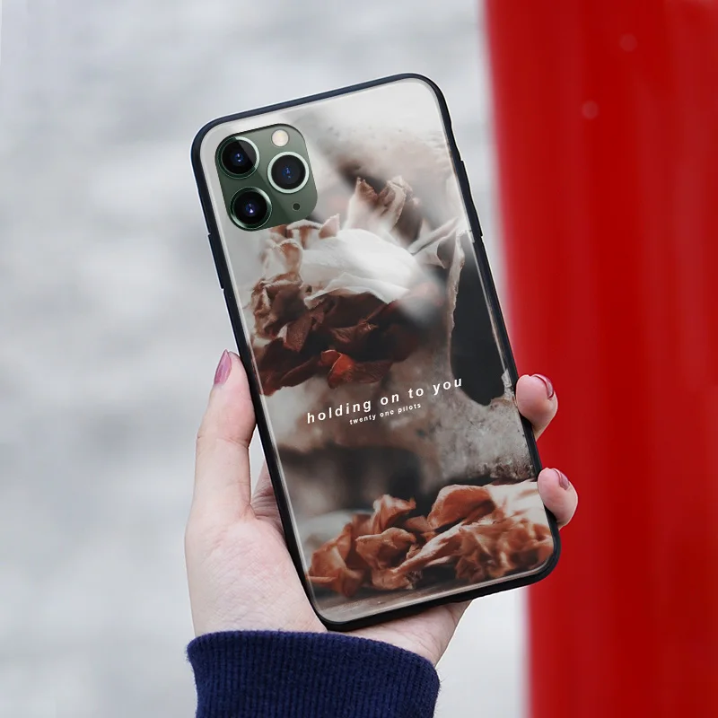 Силиконовый стеклянный чехол с цитатами Twenty one pilots для iPhone SE 6 6s 7 8 Plus X XR XS 11 12 mini Pro