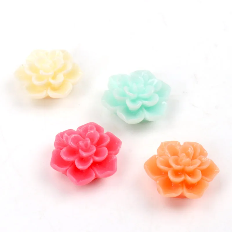 12mm 50PCS Fashion Candy Flower Flatback Resin Cabochons Scrapbook Craft DIY Phone Headwear Party Decorations Accessories